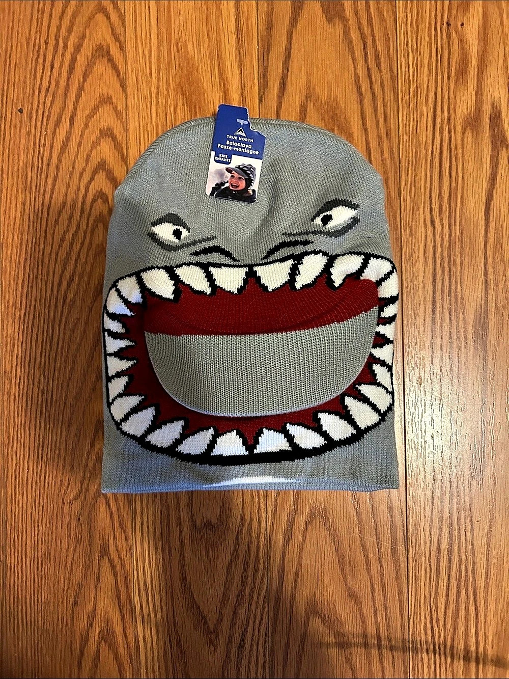 True North Kids Shark Balaclava Gray & Red NWT